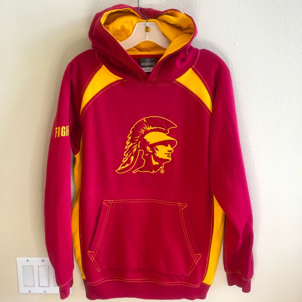 USC Hoodie Sweatshirt Unisex Youth XL or Small Cotton Burgundy & Gold Embroidery
